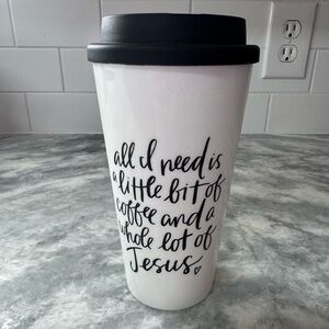 White Travel Mug with Inspirational Quote